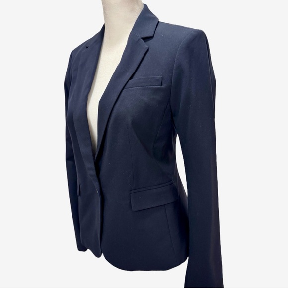 Ann Taylor Navy One-Button Seasonless Stretch Blazer - Picture 7 of 13